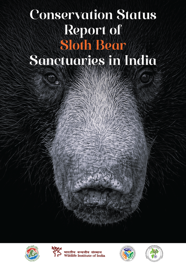 Cover page of Conservation Status Report of Sloth Bear Sanctuaries in India 2026 report
