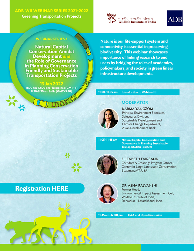 ADB is organizing a Webinar Series on Greening Transportation Projects, 10th Feb 2022 at 08:30 am IST